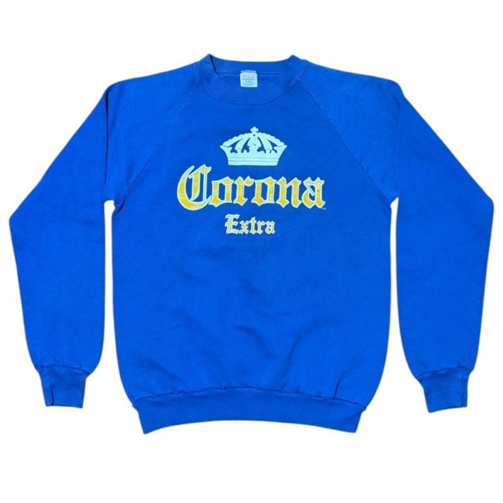 Vintage 80s Corona Extra Beer Promo Graphic Logo Russell USA Pullover Crewneck